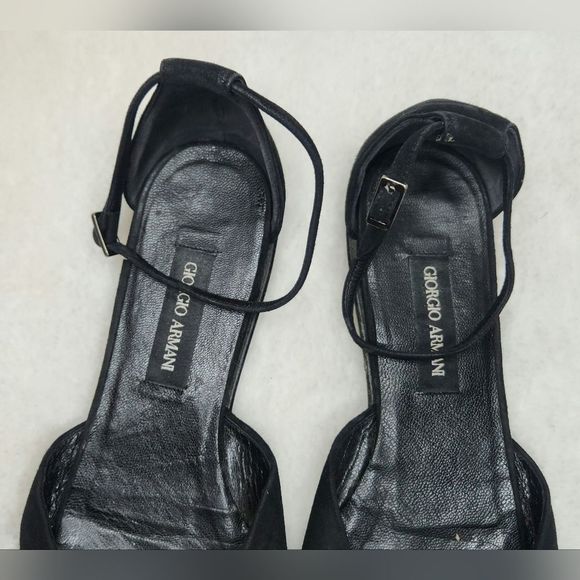 Giorgio Armani Black Suede Flats w/Ankle Strap Size 38 - Picture 2 of 10